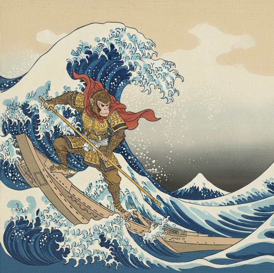 大海浪下的悟空